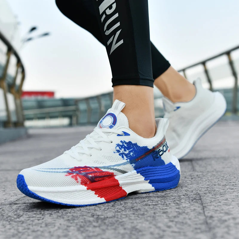 Popcorn Sneakers, Ultra-Light Carbon Plate Breathable Running Shoes, Racing Student Shock-Absorbing Soft-Soled Men's New Running Shoes, Large Size Shoes