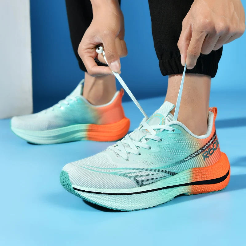 Popcorn Sneakers, Ultra-Light Carbon Plate Breathable Running Shoes, Racing Student Shock-Absorbing Soft-Soled Men's New Running Shoes, Large Size Shoes
